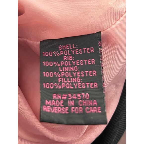 VTG Y2K Pink Quilted Satin Varsity Jacket 2X Embroidered Floral Mean Girls Boho - Picture 8 of 9